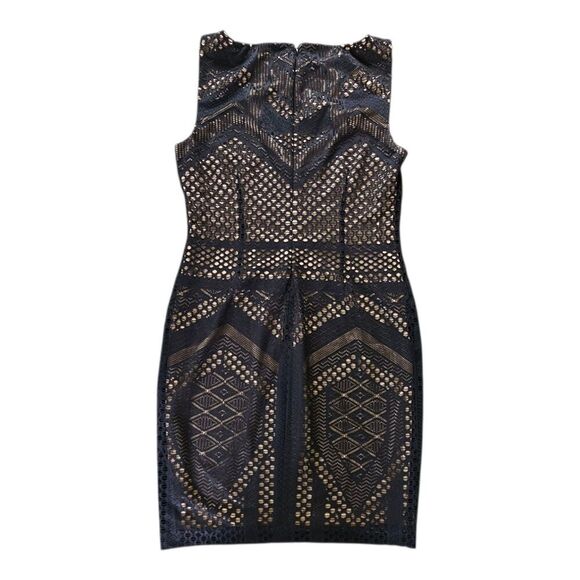 Cache Black Mesh Lace Illusion Cocktail Party Dress Size 14 Whimsy Goth Grunge - Picture 2 of 8